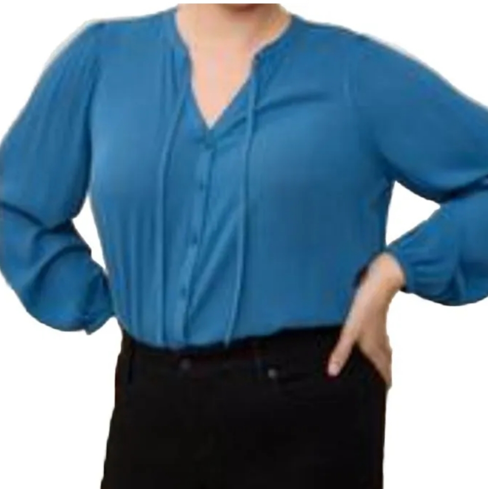 Torrid Poet Blouse Crinkled Gauze Button Peasant Top Midnight Blue Plus 2X NWT